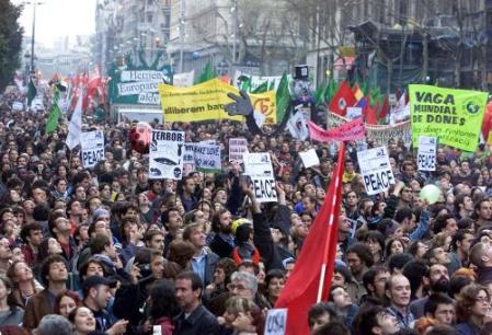 Protestos na capital catalã a 16 de Março, último dia da cimeira europeia