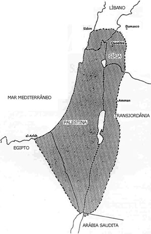 A “Palestina” reivindicada pela Organização Sionista Mundial em 1919