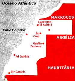 Mapa do Sahara Ocidental