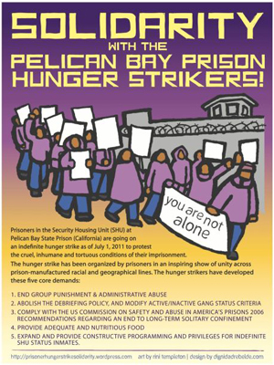 Cartaz de solidariedade com os presos da Califórnia