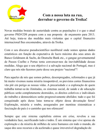 Comunicado de 15 de Setembro do Círculo Revolucionário