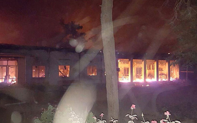 O interior do hospital dos MSF em Kunduz, Afeganistão, após o bombardeamento pelas forças norte-americanas